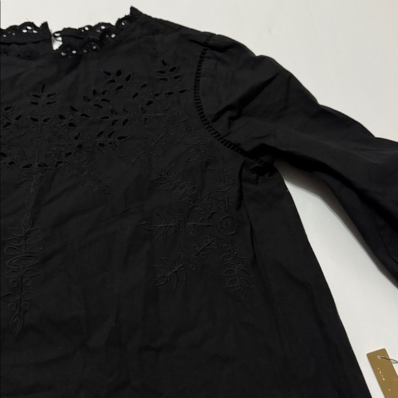 NWT- Women's LC Lauren Conrad black Embroidered Poplin Top size small - Picture 5 of 11